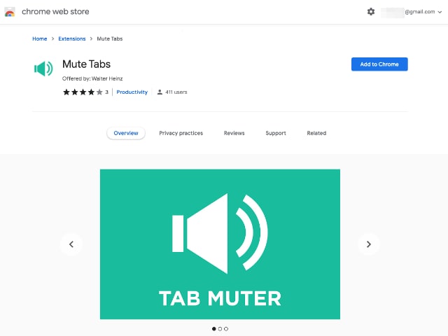 Extension Mute Tabs yang bisa digunakan untuk membisukan semua tab di Chrome.