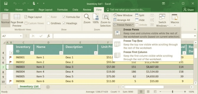 Cara Membuat Freeze Rows atau Membekukan Kolom di Excel 2016