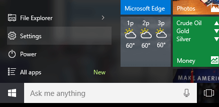 Menu Settings > App di Windows 10.