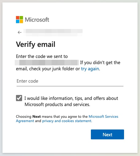 Verifikasi alamat email akun Microsoft