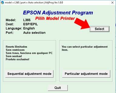 Software EPSON Adjustment Program untuk Windows.