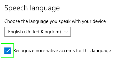 Seting aksen bahasa pada Cortana pada non-native speaker.