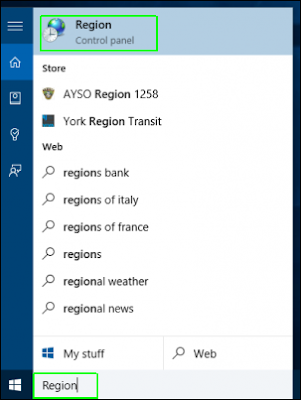 Seting region di control panel Windows 10.