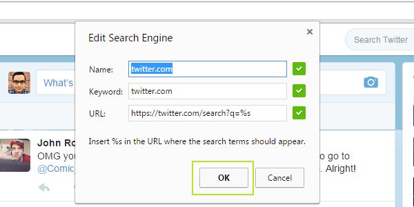 Tampilan Add Search Engine di browser Chrome.